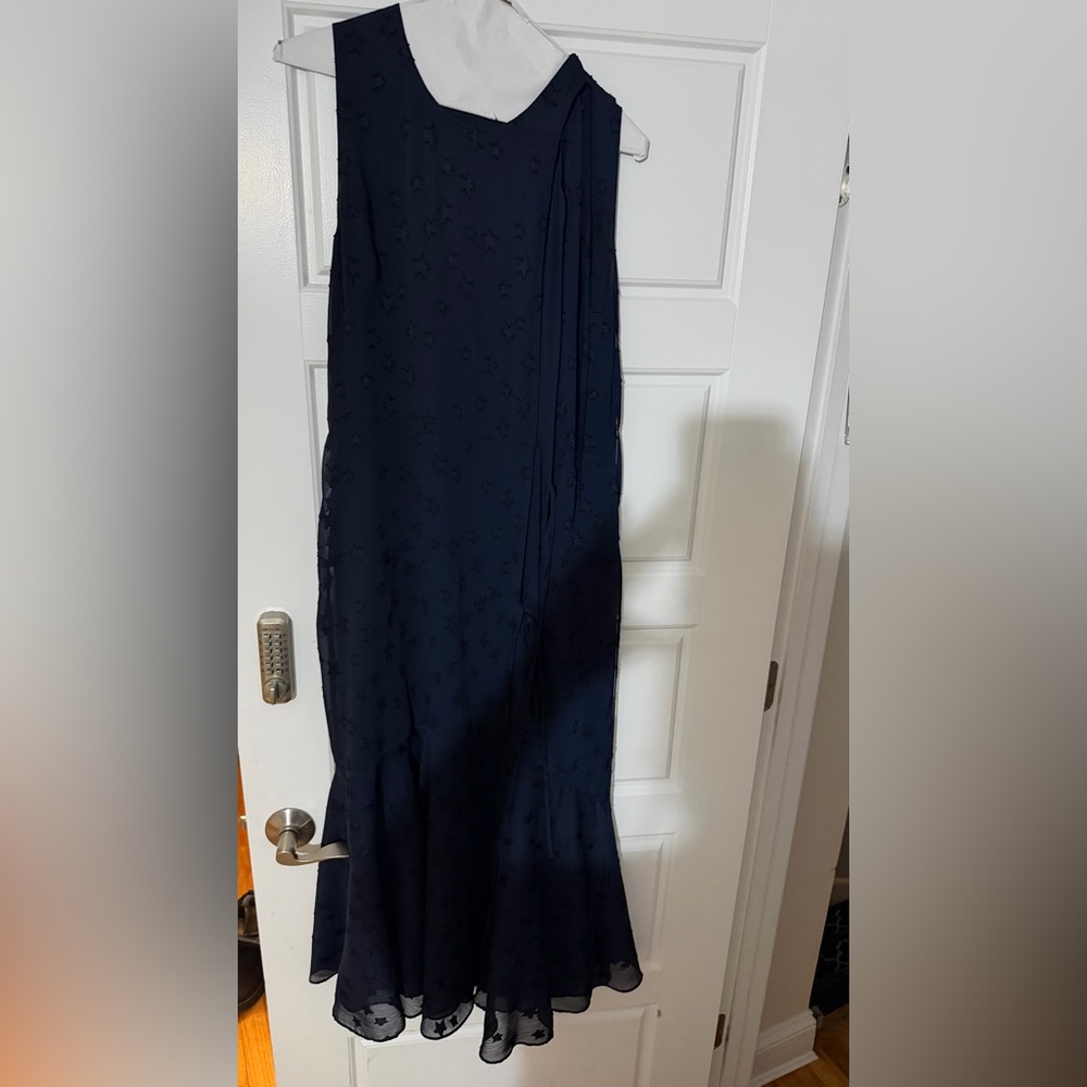 Whistles Star Pattern Navy Tie-Front Dress